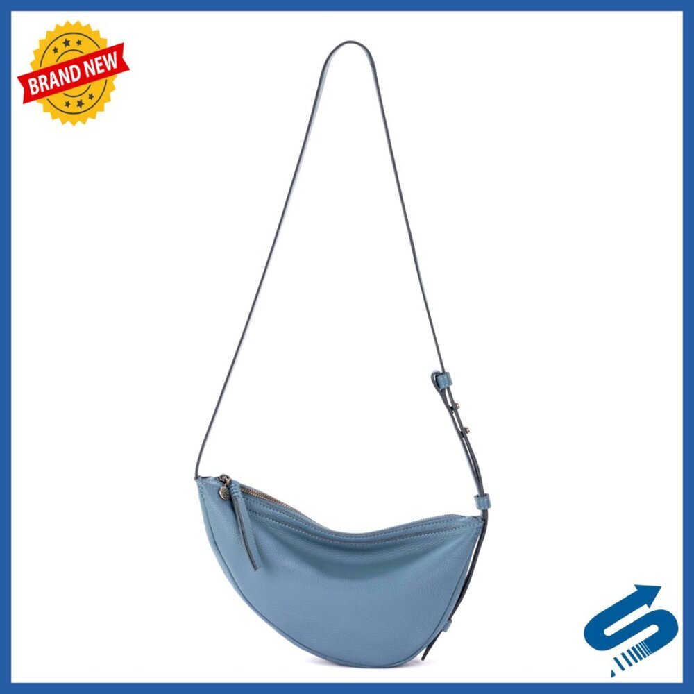 Leather Crossbody Sling Bag with Adjustable Strap and Zipper Closure